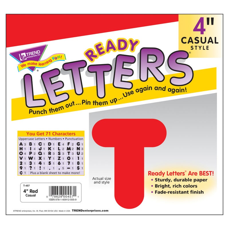 Trend Enterprises Red 4-Inch Casual Uppercase Ready LettersÂ® - Image 3